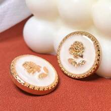 6 件装金属玫瑰树脂缝纫纽扣装饰蕾丝纽扣适用于夹克、外套、西装外套 - 查看 5