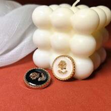 6 件装金属玫瑰树脂缝纫纽扣装饰蕾丝纽扣适用于夹克、外套、西装外套 - 查看 3