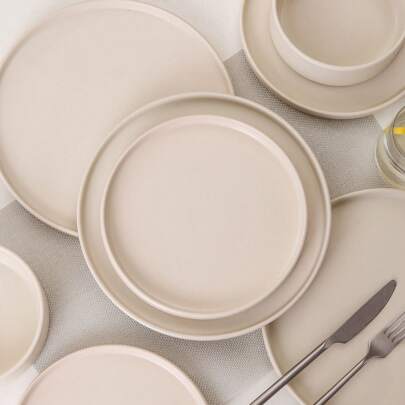 vancasso 12 Pcs Stoneware Dinnerware Set, Dinner Plates, Dessert Plates And Soup Plates For 4 Person, White Set