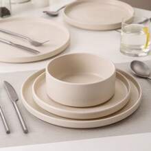 vancasso 12 Pcs Stoneware Dinnerware Set, Dinner Plates, Dessert Plates And Soup Plates For 4 Person, White Set - 白色 - 查看 2