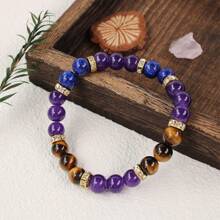 抗焦虑手链 男女款 放松记忆串珠手镯 紫色黄色虎眼珠手链 圣诞守护礼物 送给妈妈奶奶 - L01013 - 查看 4