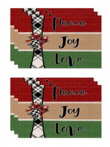 1 件/4 件/6 件圣诞冬季餐垫、圣诞车、冬青树花瓶麋鹿亚麻餐垫、防污餐垫，适用于家庭、餐厅、餐桌装饰、家居用品