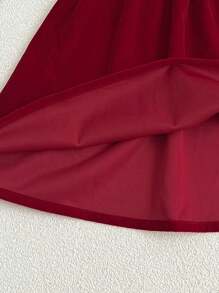 年轻女孩圣诞红色长袖彼得潘领连衣裙 - 紅色 - 查看 5