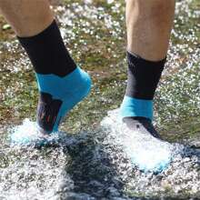 防水襪透氣戶外防水徒步涉水露營冬季滑雪襪騎行雪暖防水運動襪 - 藍色 - 查看 3