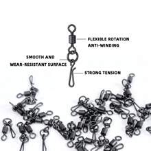 30 chiếc khóa xoay bằng thép không gỉ chắc chắn, kẹp nối câu cá bền, thích hợp cho câu cá mồi và câu cá chép - màu đen - Xem 4