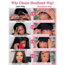 Zealady Headband Wigs Human Hair 180% Density Kinky Straight Human Hair Headband Wigs Yaki Straight Human Hair Wigs Natural Black Color For Women