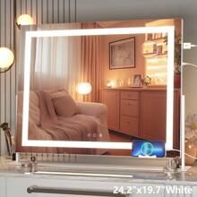Hasipu LED 化妆镜 24.2 英寸 X 19.7 英寸，带可调光三色智能触控，非常适合卧室、更衣室、客厅、酒店、理发店，是母亲节的绝佳礼物，适合家居浴室装饰、夏季化妆品收纳、浴室配件等。 - 美規A型插(110-127V) - 查看 1