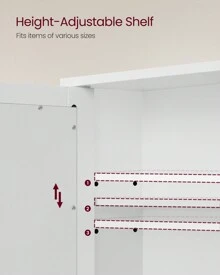 VASAGLE Gabinete de baño con espejo, gabinete de pared con 2 puertas con espejo, estante ajustable, compartimento abierto, montado en la pared, 15 x 65 x 75 cm, decoración de baño de verano, organizador de baño, accesorios de baño