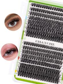 CMAYOME 640 单簇 D 卷发，浓密，浓密，高仿貂毛（10-16 毫米），4 种睫毛厚度混合款式 50D + 60D + 80D + 100D，易于使用，适合家庭 DIY 使用的高浓密睫毛膏套装，可重复使用的自然眼妆 - D - 查看 9