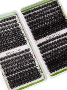 CMAYOME 640 单簇 D 卷发，浓密，浓密，高仿貂毛（10-16 毫米），4 种睫毛厚度混合款式 50D + 60D + 80D + 100D，易于使用，适合家庭 DIY 使用的高浓密睫毛膏套装，可重复使用的自然眼妆 - D - 查看 2