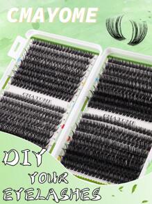 CMAYOME 640 单簇 D 卷发，浓密，浓密，高仿貂毛（10-16 毫米），4 种睫毛厚度混合款式 50D + 60D + 80D + 100D，易于使用，适合家庭 DIY 使用的高浓密睫毛膏套装，可重复使用的自然眼妆 - D - 查看 6