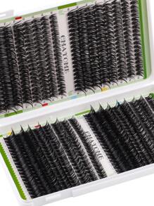 CMAYOME 640 单簇 D 卷发，浓密，浓密，高仿貂毛（10-16 毫米），4 种睫毛厚度混合款式 50D + 60D + 80D + 100D，易于使用，适合家庭 DIY 使用的高浓密睫毛膏套装，可重复使用的自然眼妆 - D - 查看 4