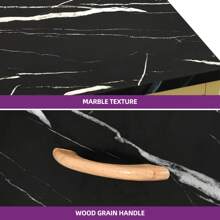 Manicure Table, Nail Desk For Nail Tech, Marbling Texture Manicure Desk With 3 Drawers & Open Shelves For Beauty Salon Spa Black