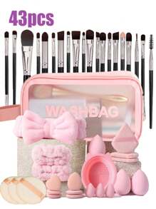 1pc Makeup Sponge, 20pcs Makeup Brush Set Including Face Brush, Eye Brush, Eyebrow Brush, Foundation Brush, Blush Brush, Mixing Brush, Concealer Brush, Lip Brush, Detail Brush, Nose Contour Brush, Eyeliner Brush, Powder Brush, Nail Brush, Face Mask Brush, Clay Mask Brush, Highlighter Pencil, 1 Headband + 2 Wristbands, 1 Makeup Brush Cleaning Bowl, 3 Makeup Sponges, 3 Mini Makeup Sponges, 3 Round Powder Puffs, 3 Triangle Powder Puffs,Giveaways,Professional Makeup Brushes,Complete Makeup Set - Multicolor - View 16