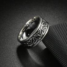 5 Pcs/Set Vintage Stainless Steel Men's Ring Set, Wisteria & Wave Patterns