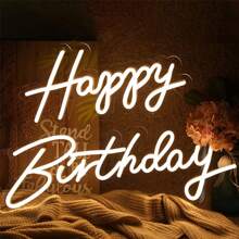 2 stuks acryl LED neonbord "Happy Birthday" lichtgevende letters, dimbaar USB-aangedreven decoratielicht voor feest, huis, borden, wanddecoratie