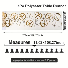 1pc,18/30/40/50/60/70 Years Old Polyester Table Runner,275*28cm,Hot Stamping Mesh Design Table Runner,18th Birthday Party Table Decor,40th 50th 60th Anniversary Retirement Party Supplies,Birthday Party Table Cover