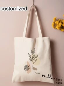 时尚秋季新品，一体式，花卉图案，爱心，艺术气息，可定制姓名，可定制文字，手提包，单肩包，手提包，纯色包，大容量，适合旅行，旅行必备，旅行，上学，工作，购物，派对，女士礼物，婚礼，纪念品包，女士手提包，女士单肩包，包包，布袋，简约，时尚，复古，可爱，街头风，生日礼物，圣诞节，感恩节，万圣节 - 米色 - 查看 11