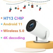 迷你 Wifi 6 无线蓝牙 5.0 投影仪，Android 11.0 操作系统，自动梯形校正，180° 旋转便携式户外投影仪，130 英寸显示屏，兼容智能手机/PC/笔记本电脑，4K 家庭影院投影仪 - 查看 4