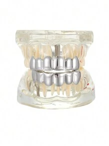 THATBOY 1 cái/2 cái 18K mạ vàng 6 răng sáng bóng răng Grillz trang sức Halloween Rapper Cosplayer phụ kiện trang phục - Nhiều màu - Xem 10
