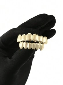 THATBOY 1 cái/2 cái 18K mạ vàng 6 răng sáng bóng răng Grillz trang sức Halloween Rapper Cosplayer phụ kiện trang phục - Nhiều màu - Xem 7