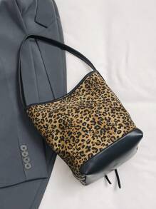 Bộ 1 túi đeo vai họa tiết da báo, túi đeo nách, túi đeo chéo dùng hàng ngày cho nữ mùa thu/đông - Nhiều màu - Xem 5