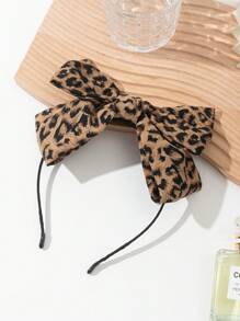 1pc Girls Cute & Elegant Leopard Print Bow Headband, Suitable For Daily Wear - Multicolor - View 3