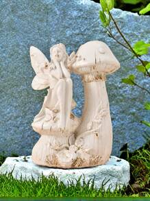 1 件仙女花园雕像，天使雕像户外装饰防水树脂花园雕塑适用于露台庭院草坪门廊艺术装饰装饰品乔迁圣诞生日礼物 - 彩色 - 查看 2