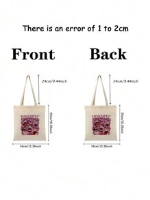 VOESETO 1 件 Moo Deng 河马图案托特包单肩包适合旅行日常通勤女士可重复使用购物袋，送给她的最佳礼物，折叠单肩包夏季海滩度假包 - 米色 - 查看 4