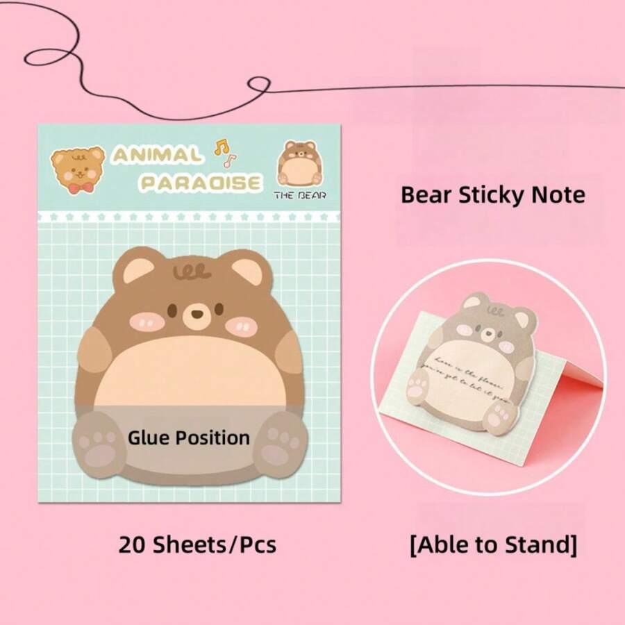 Bộ ghi chú dán hình gấu dễ thương, Bộ ghi chú dán hình gấu nhỏ dễ thương, Giấy ghi chú tự dính hình động vật nhỏ cho người yêu gấu, Văn phòng, Trường học, Quà tặng sáng tạo - Một cỡ - Xem 1