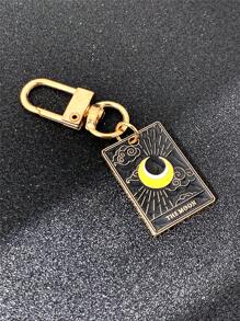 5 件/套嘻哈朋克星日月形滴油吊坠钥匙扣，适合日常搭配、派对和朋友礼物汽车配件包饰书包配件挂绳带身份证夹汽车配件包饰