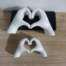 1 件树脂心形装饰品，卧室家居装饰礼物，桌面展示 - 比心手擺飾 - 查看 5