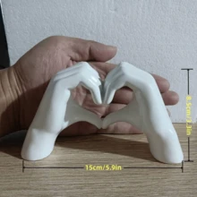 1 件树脂心形装饰品，卧室家居装饰礼物，桌面展示 - 比心手擺飾 - 查看 4