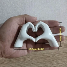 1 件树脂心形装饰品，卧室家居装饰礼物，桌面展示 - 比心手擺飾 - 查看 3