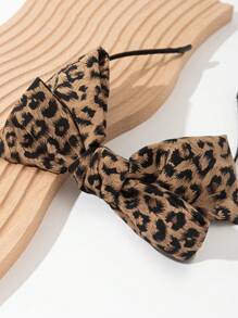 1pc Girls Cute & Elegant Leopard Print Bow Headband, Suitable For Daily Wear - Multicolor - View 4