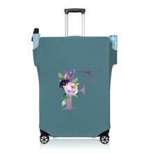 行李箱罩旅行箱罩适用于 18 至 32 英寸行李箱保护套男女户外度假旅行必备配件涤纶行李箱弹力防尘罩时尚首字母姓名 A 至 Z 字母印花 - 藍-圖案 1 - 查看 110