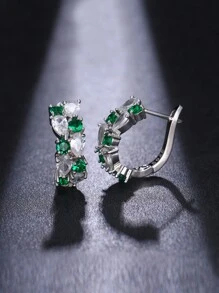 1 Cặp Hoa tai thời trang thanh lịch và độc đáo, đính đá Cubic Zirconia sang trọng, Hoa tai vòng nhẹ đa năng dành cho phụ nữ, Thích hợp để đeo hàng ngày - ET-658 - Xem 3