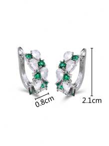 1 Cặp Hoa tai thời trang thanh lịch và độc đáo, đính đá Cubic Zirconia sang trọng, Hoa tai vòng nhẹ đa năng dành cho phụ nữ, Thích hợp để đeo hàng ngày - ET-658 - Xem 6