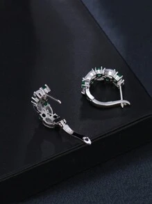 1 Cặp Hoa tai thời trang thanh lịch và độc đáo, đính đá Cubic Zirconia sang trọng, Hoa tai vòng nhẹ đa năng dành cho phụ nữ, Thích hợp để đeo hàng ngày - ET-658 - Xem 4