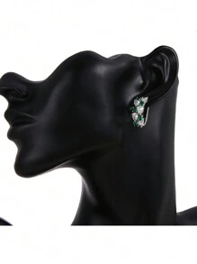 1 Cặp Hoa tai thời trang thanh lịch và độc đáo, đính đá Cubic Zirconia sang trọng, Hoa tai vòng nhẹ đa năng dành cho phụ nữ, Thích hợp để đeo hàng ngày - ET-658 - Xem 5