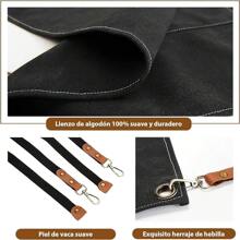 Delantales de Cocina, Delantales de Chef con Correa Ajustable, Mandil Parrillero,Delantal para barbacoa, delantal impermeable para cocina, delantal de mezclilla, delantal con ribete y bolsillo deslizante para barbacoa, camarero, barbería,Delantal de Cocina con Bolsillos para Mujeres Hombres, chef mandil de Bartender, Adecuado para Restaurante,Hogar,Barbacoa,Jardinería - Negro - Ver 3