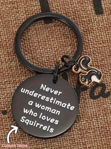 1 móc khóa sóc tùy chỉnh, móc khóa quà tặng bằng thép không gỉ chất lượng cao cho phụ nữ - Bạc - Xem 1