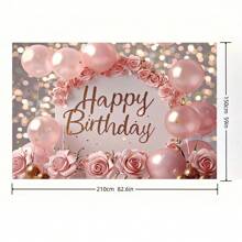 1 pieza Decoración de fondo para fiesta de cumpleaños Tela con globos rosas rosados - Tela de poliéster multifuncional para decoración de sala de estar y dormitorio, creando fácilmente una atmósfera de lujo, tamaño del producto 150 cm/59 pulg. * 100 cm/39 pulg., Navidad - Multicolor - Ver 12