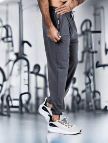 含 3 条男友风冰丝慢跑裤套装 - 黑色、铅色和灰色 - 彩色 - 查看 5