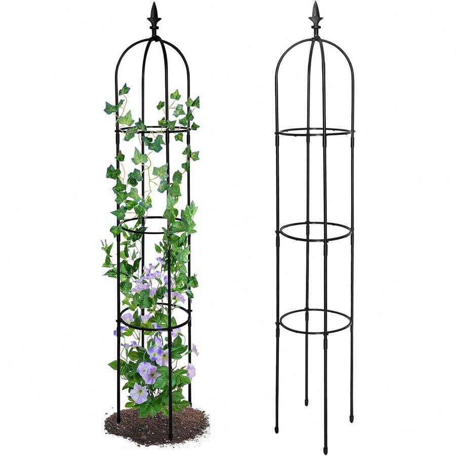 Metal Pergola Arbor, Outdoor Flower Garden Arch Trellis, Durable Steel Garden Arbor For Climbing Plants, Wedding Decoration, 7'8" H X 4'5" W - 花園格-B - 查看 1