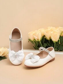 1 Đôi giày đế bằng chống trượt hình vương miện bướm dễ thương cho trẻ em, phù hợp cho mọi mùa - trắng - Xem 2