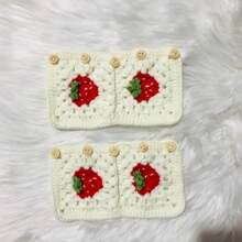 onEternal Handmade Crochet Strawberry Steering Wheel Cover And Seat Belt Cover Car Decor Set Interior Decoration - 均碼 - 查看 6