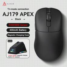 Apjazz AJ159 APEX Tri-Mode era un juego de escritura 8K, un punto de carga magnético con polvo de archivo, sensores PAW3950, hasta 42000 DPI, 56 g de luz, 100 m con interruptor HUANO