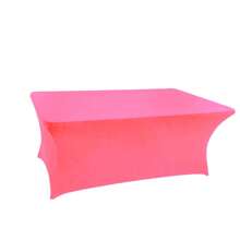 Khăn trải bàn lụa sữa màu hồng trang trí tiệc, vừa vặn với bàn hình chữ nhật 6ft - Khăn trải bàn mát xa bằng vải thun co giãn chống nhăn cho tiệc, đám cưới, sinh nhật, tiệc chiêu đãi, tiệc ngoài trời, Giáng sinh - Hồng - Xem 1