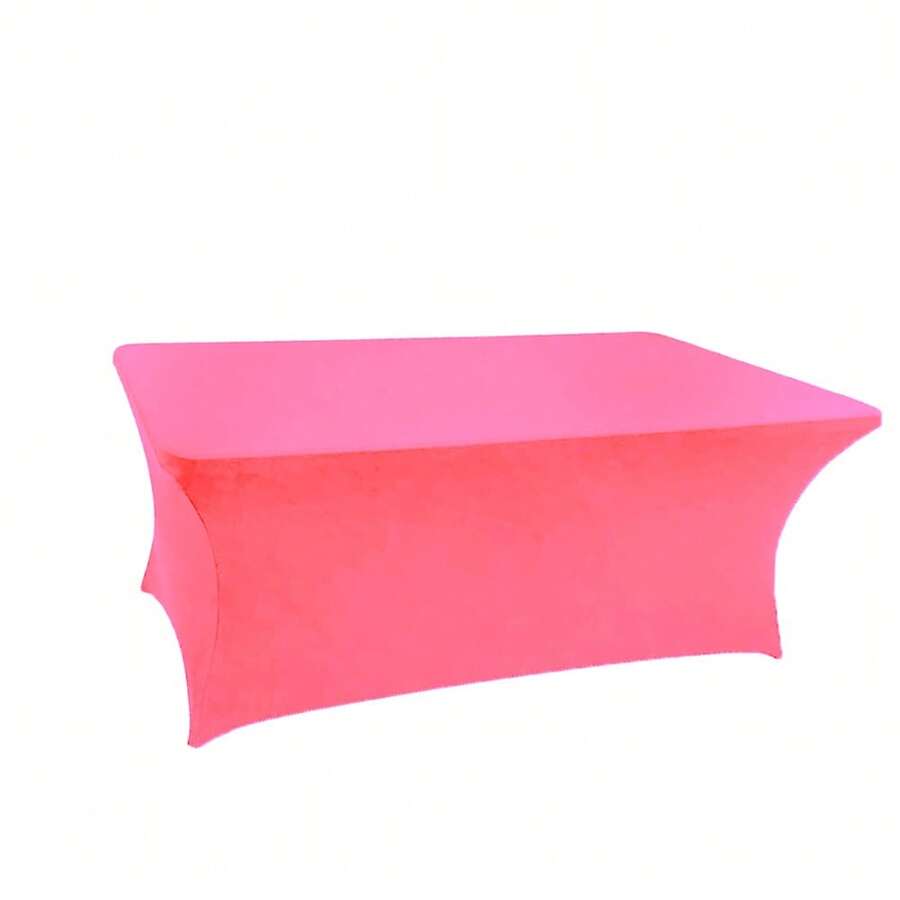 Khăn trải bàn lụa sữa màu hồng trang trí tiệc, vừa vặn với bàn hình chữ nhật 6ft - Khăn trải bàn mát xa bằng vải thun co giãn chống nhăn cho tiệc, đám cưới, sinh nhật, tiệc chiêu đãi, tiệc ngoài trời, Giáng sinh - Hồng - Xem 1